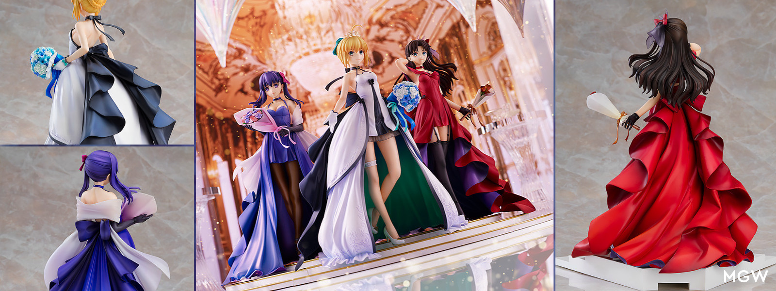 Saber, Rin Tohsaka and Sakura Matou 15th Celebration Dress Ver. Premium Box by Good Smile Company from Fate/stay night MGW Header